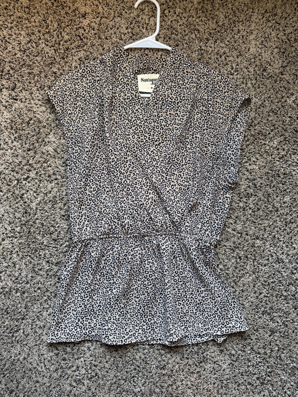 Savanna Jane Leopard Print Peplum Blouse - Black & Cream